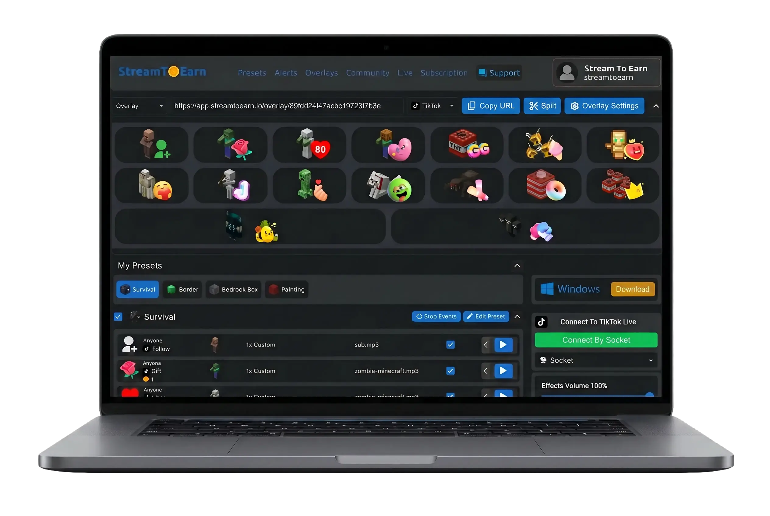 StreamPlay app on laptop